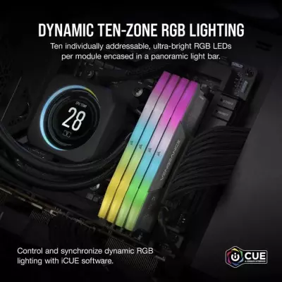 Mémoire RAM CORSAIR Vengeance RGB DDR5 32Go 6000MHz - Gris
