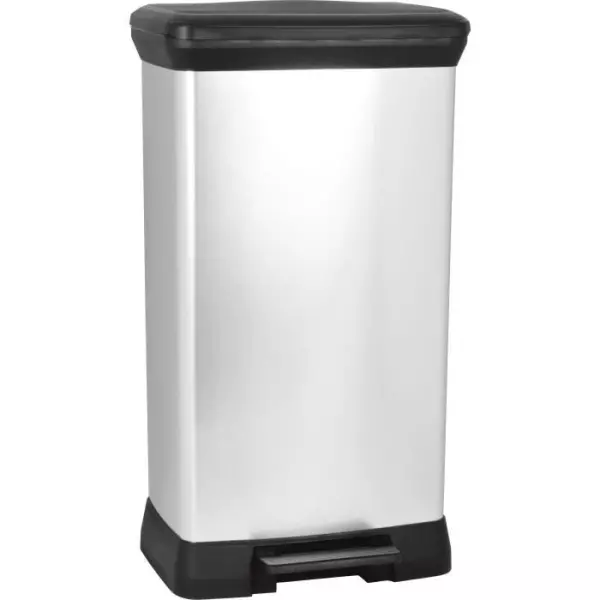 CURVER Poubelle a pédale - 50 litres - Aspect métal - Plastique recyclé
