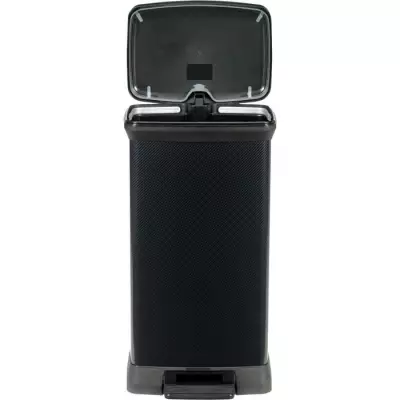 Poubelle à pédale rectangulaire CURVER Decobin - 50 L - Noir carbone