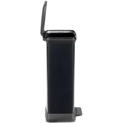 Poubelle à pédale rectangulaire CURVER Decobin - 50 L - Noir carbone