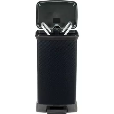 Poubelle à pédale rectangulaire CURVER Decobin - 50 L - Noir carbone