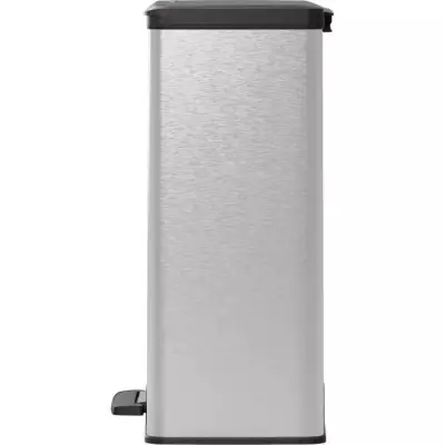Poubelle Rectangle Moderne - CURVER 65L - Gris Métallisé
