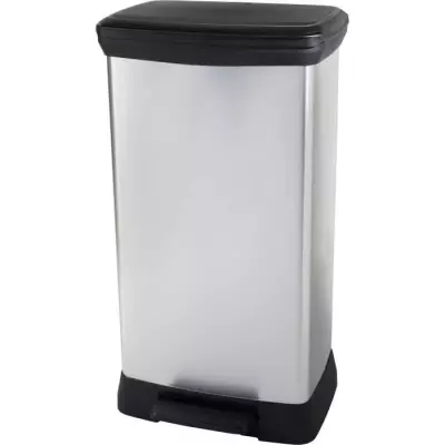 Poubelle Duo Rectangle DECO BIN CURVER 46L Gris Métallisé