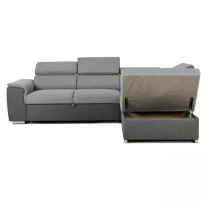 Canapé d'angle convertible DAYTONA 5 places - Tissu gris et anthracite