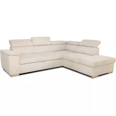 Canapé d'angle convertible réversible 5 places DAYTONA - Velours côtelé beige