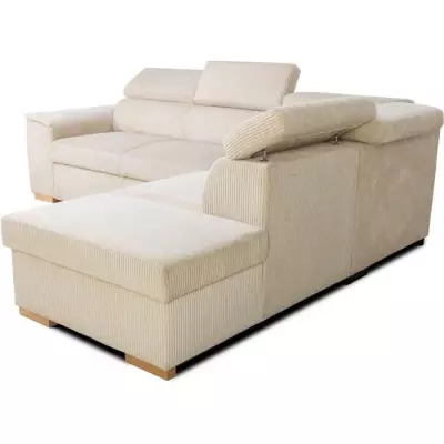 Canapé d'angle convertible réversible 5 places DAYTONA - Velours côtelé beige