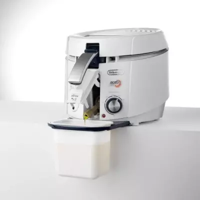 Friteuse électrique DELONGHI RotoFry - Blanc, taille compacte