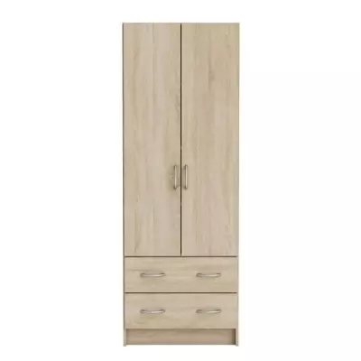 Armoire Classique en Chêne Brossé - 2 Portes et 2 Tiroirs - Made in France