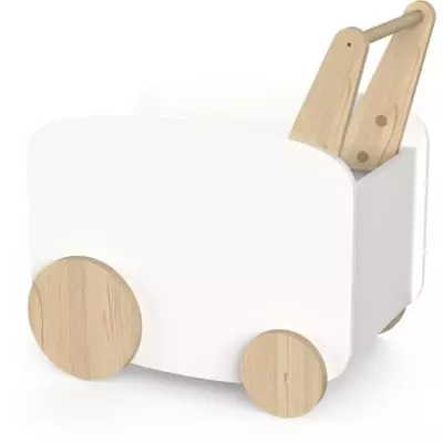 Chariot de rangement à roulettes FIRMIANA - Style scandinave - Blanc mat / Chene kronberg