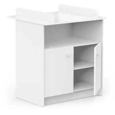 Commode à langer 2 portes HELICIA - Blanc mat - Fabriqué en France