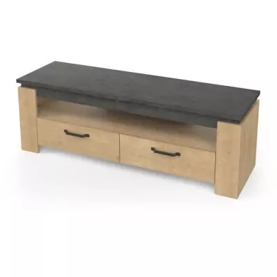 Meuble TV AUSTIN - Décor chêne Hamilton et Sidewalk - Taille max 55'