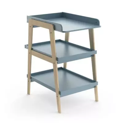 Table à langer TSUGA en bois massif et MDF - Bleu orage