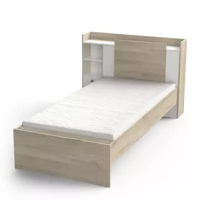 Lit enfant LIFE - 90x190/200 - Rangements - Chene et blanc - Fabriqué en France