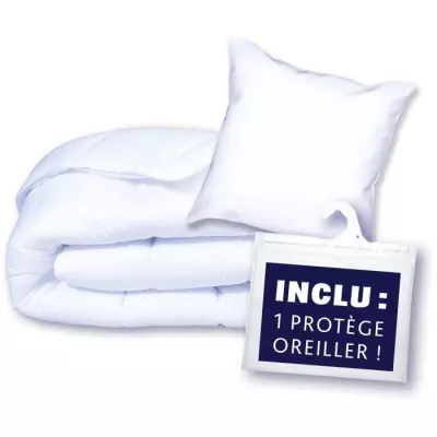 Pack Protection : Couette 140x200 cm + Taie d'oreiller + Protège oreiller