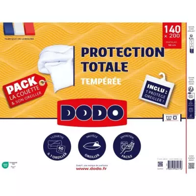 Pack Protection : Couette 140x200 cm + Taie d'oreiller + Protège oreiller