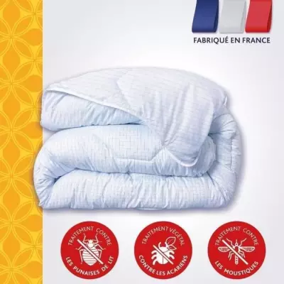 Couette DODO tempérée 300gr/m² 140x200 cm - Anti punaise, anti acarien - Blanc