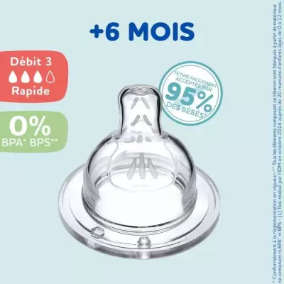 Lot de 4 tétines plates DODIE Sensation - Débit 3 : Pratiques et ergonomiques