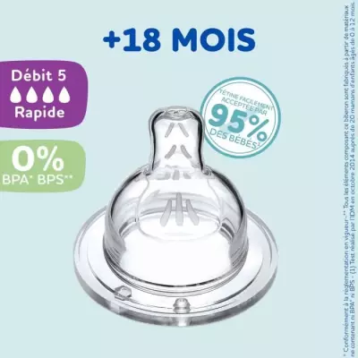 Lot de 4 tétines plates DODIE Sensation - Débit 5 : Pour une alimentation en toute sérénité