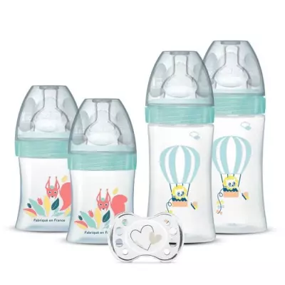 Lot de 4 biberons + sucette naissance Dodie Anti-Colique