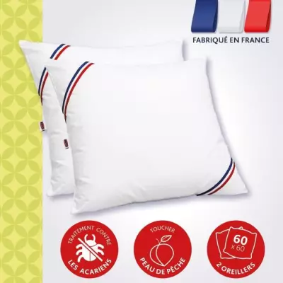 Oreillers Belle Nuit 60x60 - Confort français responsable