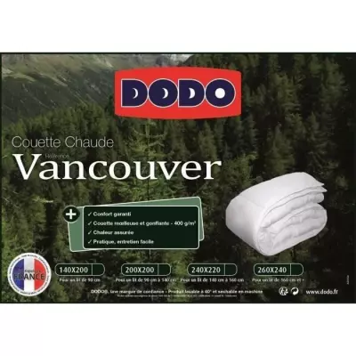 Couette chaude Vancouver Made in France - 140 x 200 cm