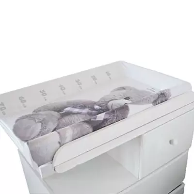 Plan à langer DOMIVA Little Bear - PVC - Matelas intégré - Blanc/Gris