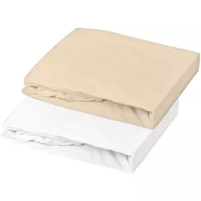 Lot 2 Draps housse Jersey 60x120 cm - Blanc/Cailloux