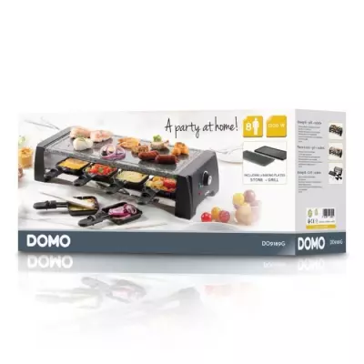 DOMO DO9189G Appareil à raclette 8 personnes - Noir | Compact et convivial
