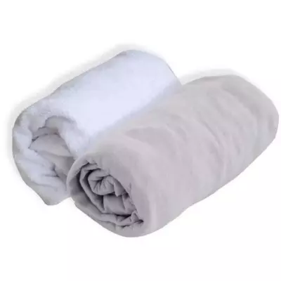 Ensemble Drap Housse + Alèse Uni 100% Coton - Traité Sanitized - Perle 60x120 cm