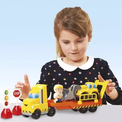 Jouet de chantier Ecoiffier pour enfants - Pelleteuse et camion jaune - 18 mois+
