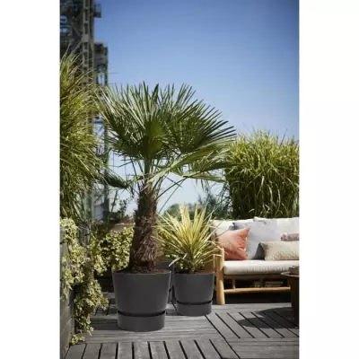 Pot de fleurs rond Greenville 25 - Extérieur - Vivre noir