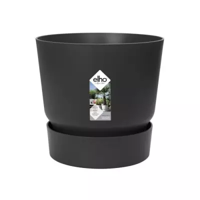 Pot de fleurs rond Greenville 30 - Vivre noir - Ø 29,5 x H 27,8 cm - Parfait pour l'extérieur