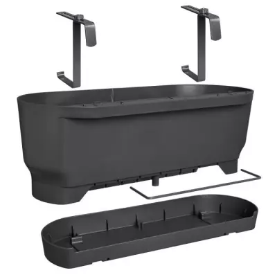 Pot de fleurs ELHO Greenville Easy Balcony 52 - Noir Élégant - L 21.2 x l 52 x H 19.4 cm