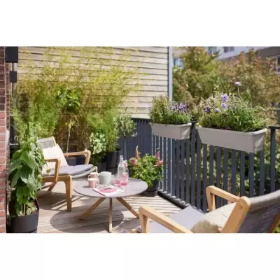 Elho Noa Balconnière XL Gris 78x20x18 cm - Pot de fleur balcon extérieur