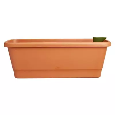 Elho Noa Balconniere L Marron 65x20x18 cm - Pot de fleur extérieur recyclé