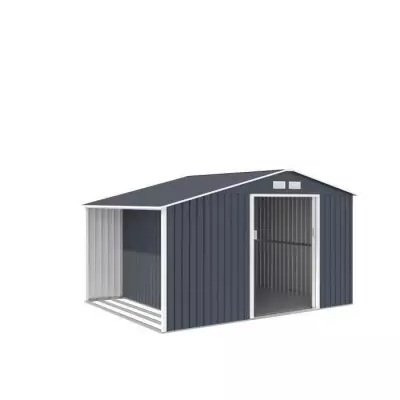 Abri de jardin en métal et abri bûches 8,72 m² - Gris