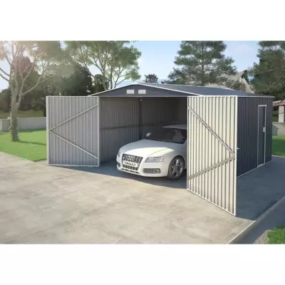 Abri de jardin / Garage en métal 16m² - Kit d'ancrage inclus