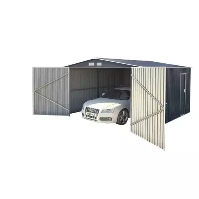 Abri de jardin / Garage en métal 16m² - Kit d'ancrage inclus