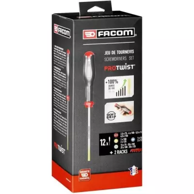 Ensemble de 12 tournevis PROTWIST + 2 racks de rangement – FACOM : Made in France et ultra pratique