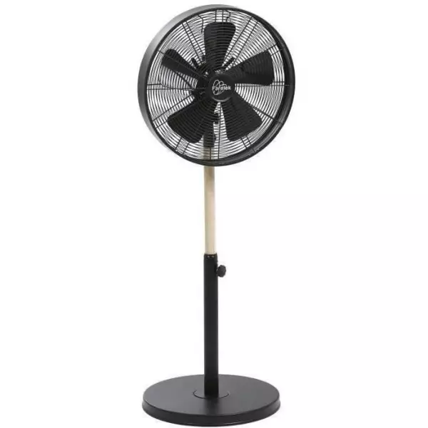 CALIFORNIA Noir & Bois - Ventilateur sur pied Ø40cm 50W oscillant