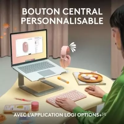 Souris Logitech Pebble Mouse 2 M350s Rose - Design sans fil