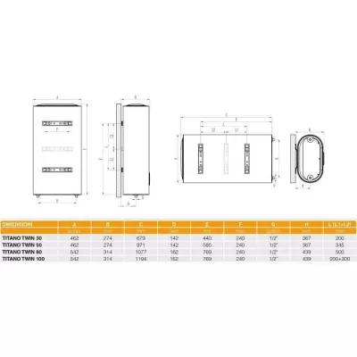 Chauffe-eau électrique FERROLI TITANO TWIN 30L - Compact et Blanc