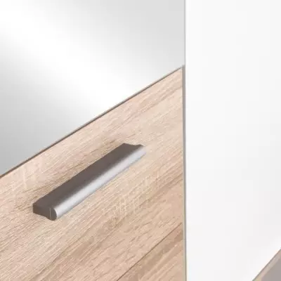 Armoire battante blanc/chêne 3 portes + miroir - SELKEA