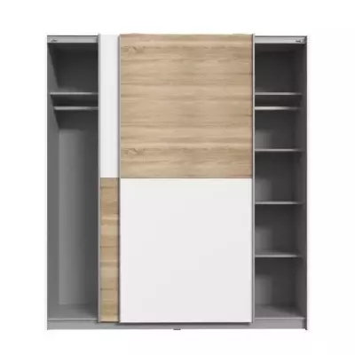 Armoire 2 portes coulissantes chêne et blanc - ULOS