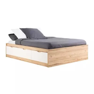 Lit scandinave 3 tiroirs chêne et blanc mat - Responsable et certifié FSC®