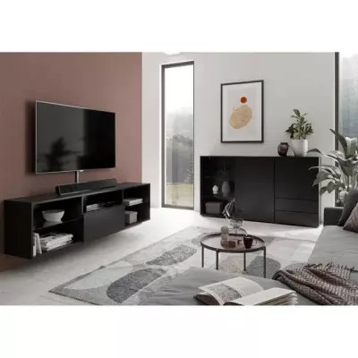 Meuble TV/Hifi Lowboard - Design Noir Élégant