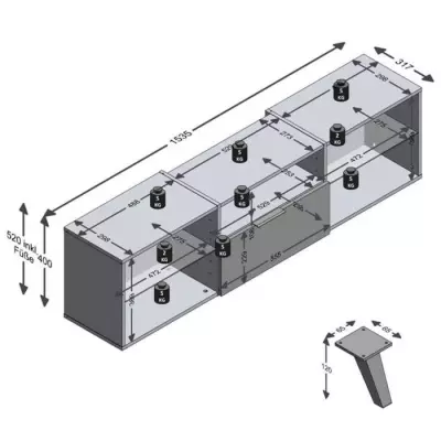 Meuble TV/Hifi Lowboard - Design Noir Élégant