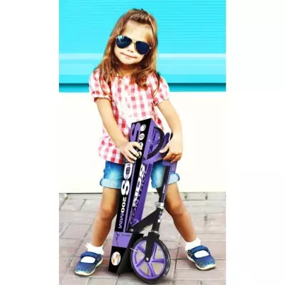 Trottinette pliable ajustable 200mm avec béquille Mauve - SKIDS CONTROL