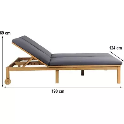 Bain de soleil double 2 personnes gris clair en bois d'acacia FSC - Confort et élégance!