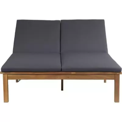 Bain de soleil double 2 personnes gris clair en bois d'acacia FSC - Confort et élégance!